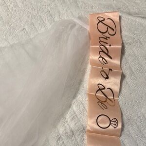 White Veil with Bride to Be Sash